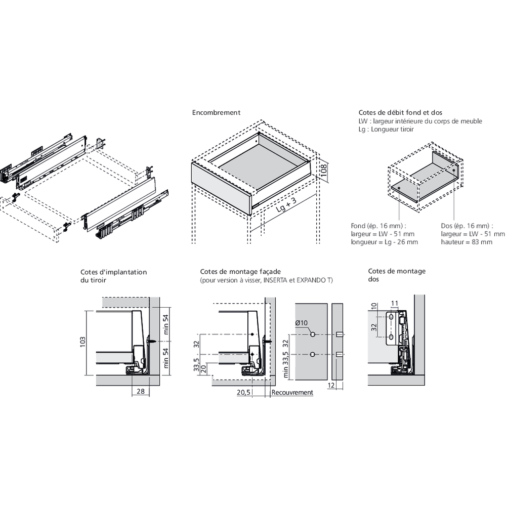 MERIVOBOX tiroir M gris indium mat