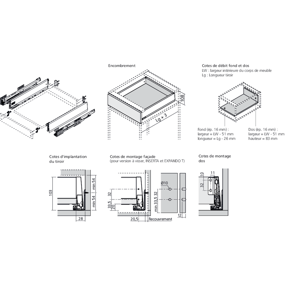 MERIVOBOX tiroir M gris indium mat