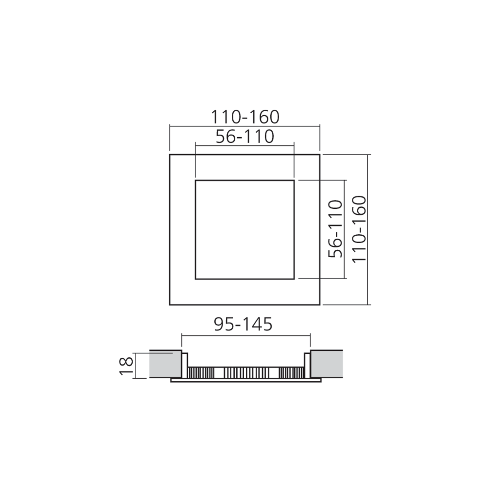 Plafonnier LED carré à encastrer