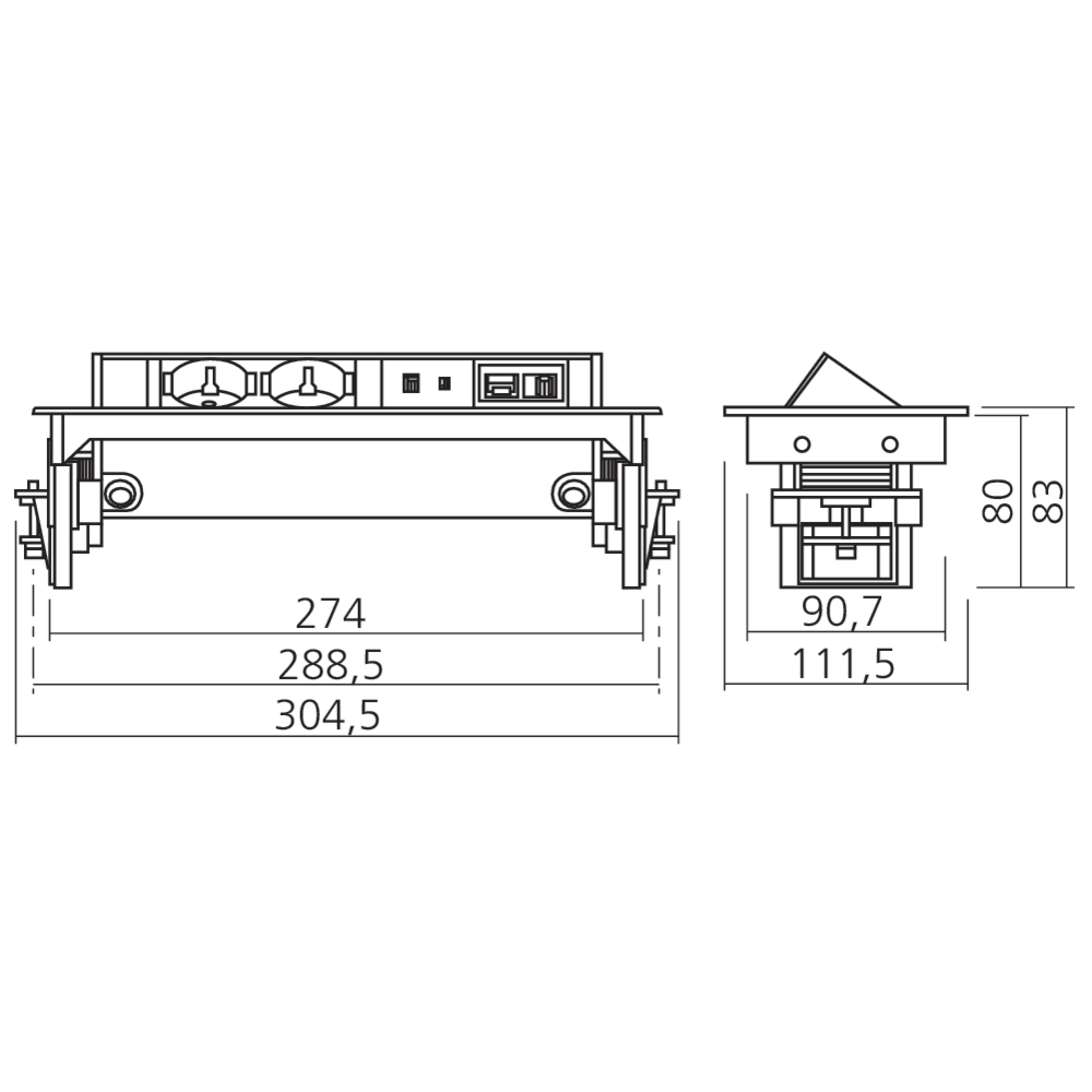 Bloc prises encastrable