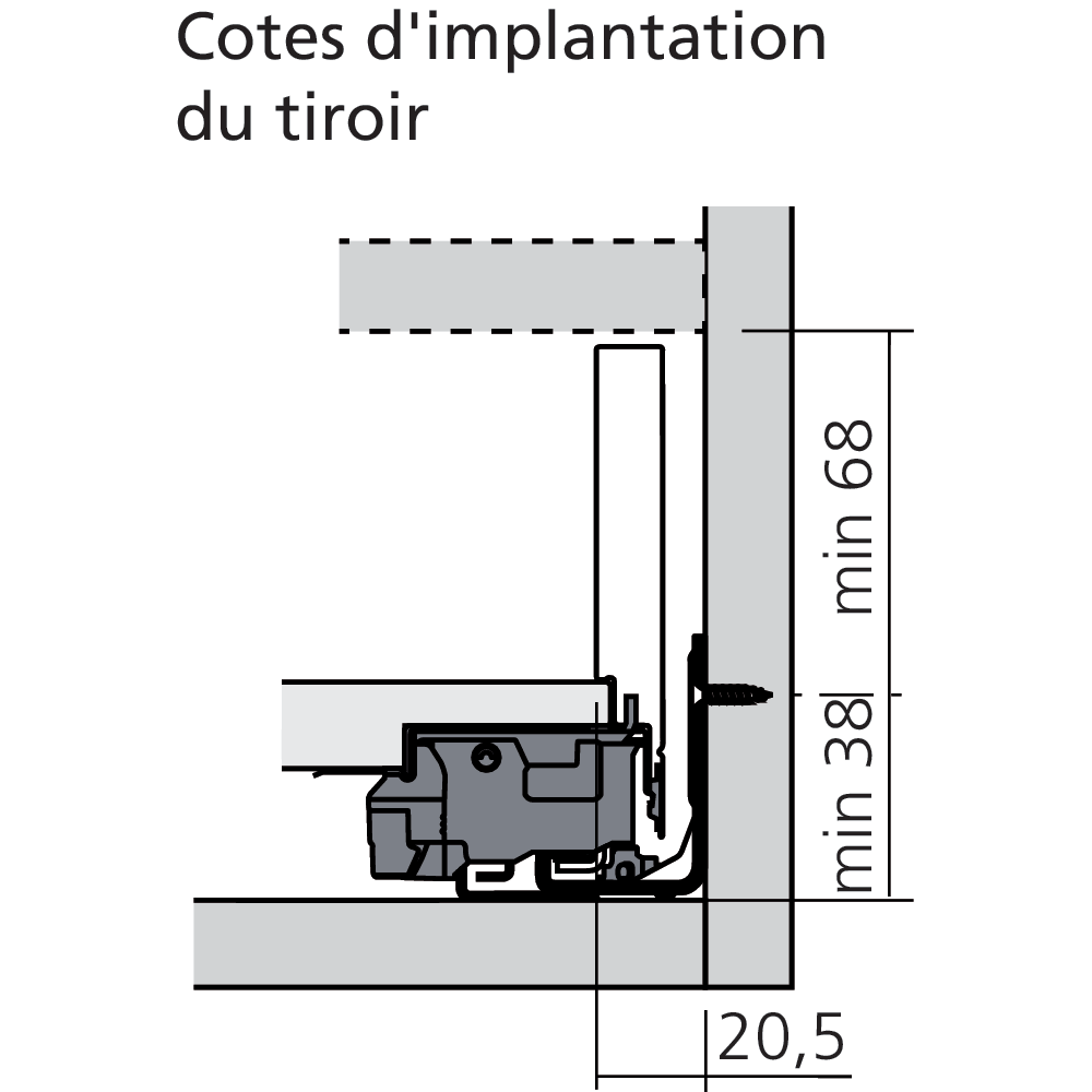 Tiroir à l’anglaise M (H : 106 mm)