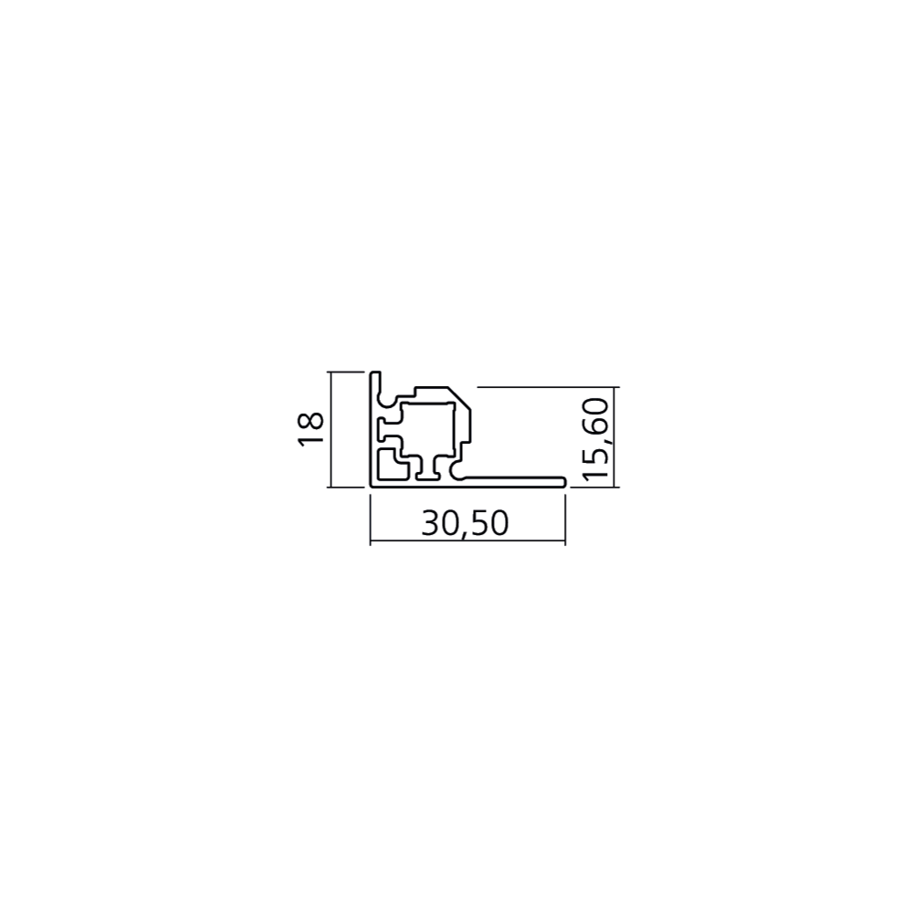Profil CADRO vitrine et tablette bois