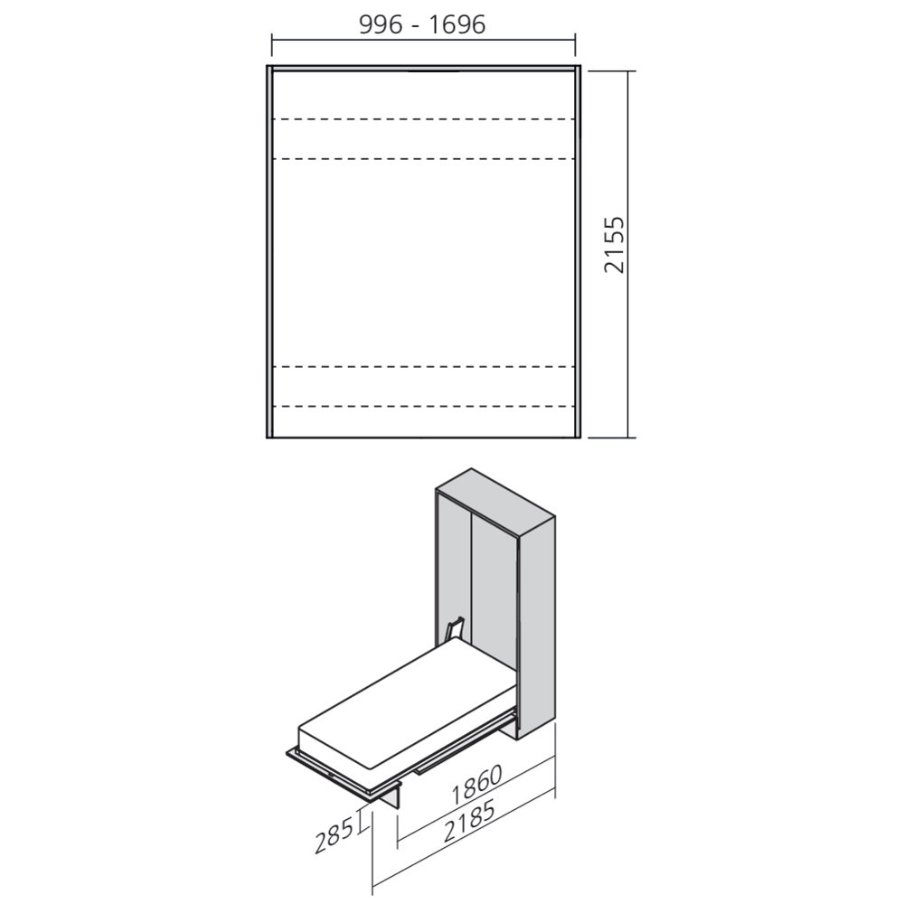 Lit abattable vertical en applique