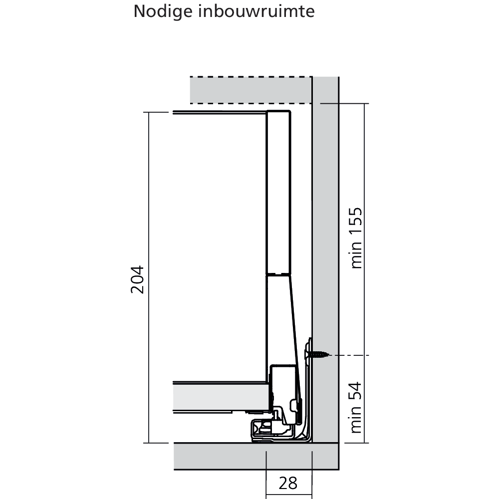 Tiroir à l'anglaise E BOXCAP façade tube (H:209 mm)