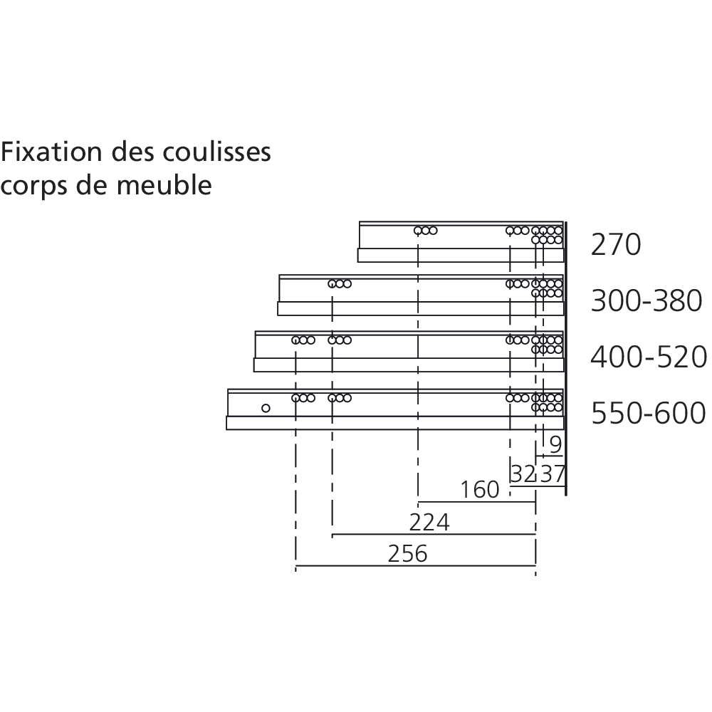 Coulisse MOVENTO 40 kg BLUMOTION / TIP-ON BLUMOTION