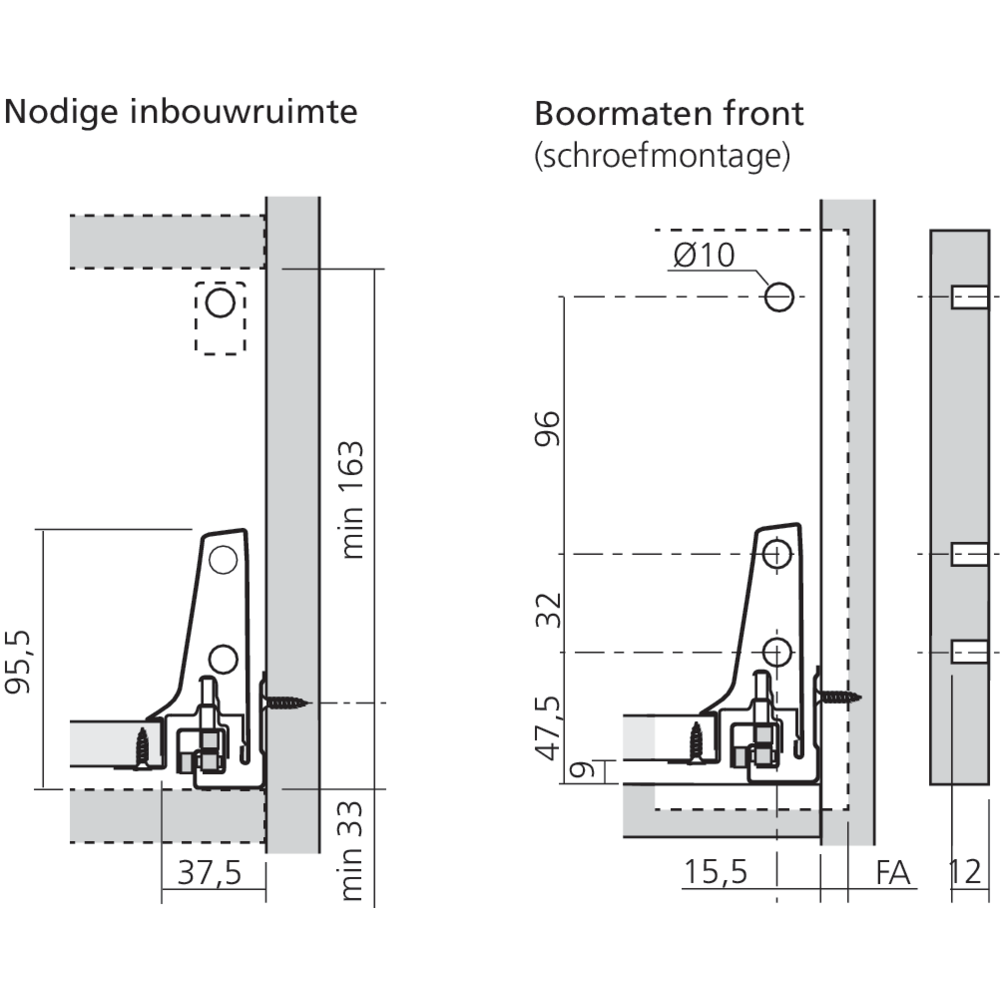 Bloc-tiroir C côté M (H : 196 mm)
