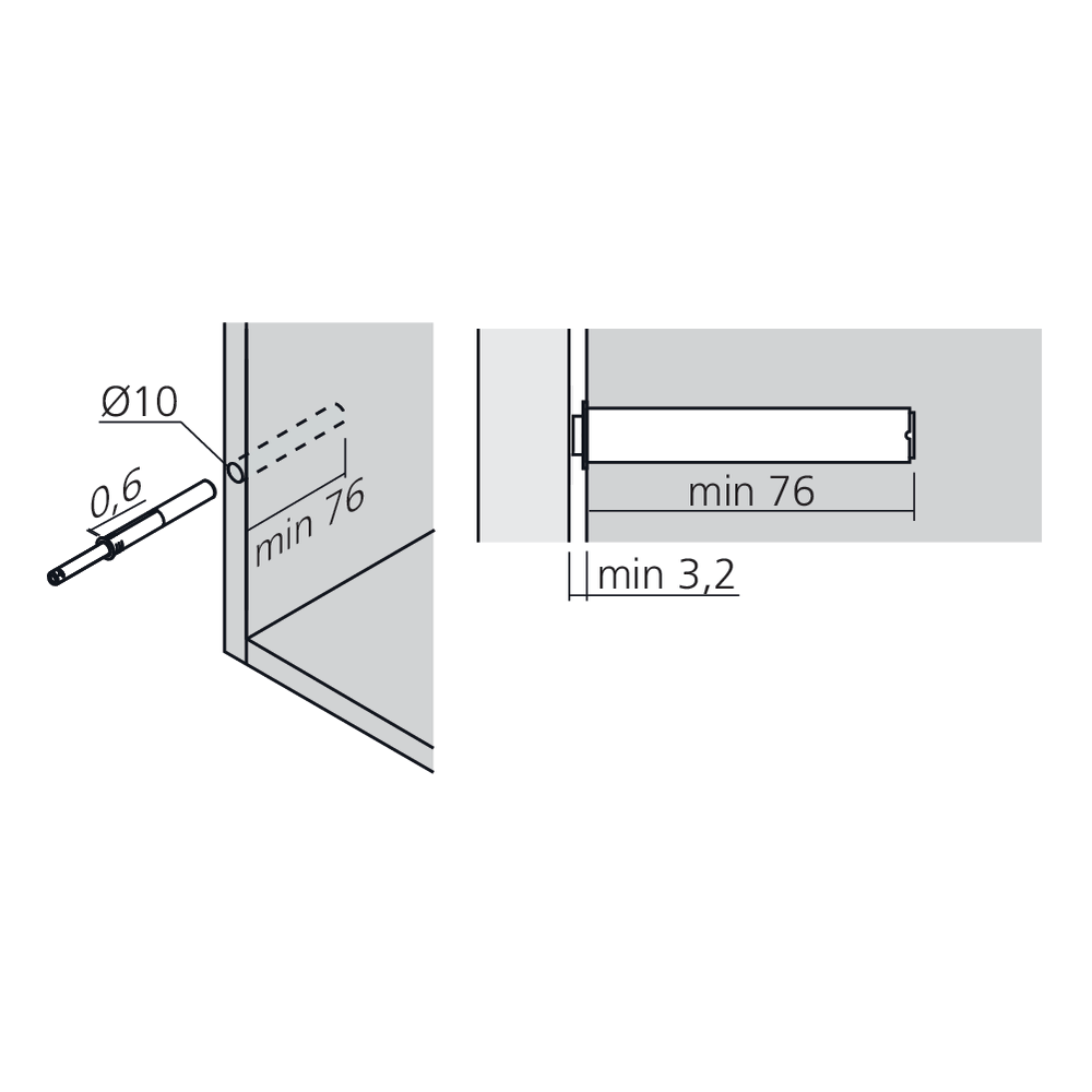  TIP-ON fort pour charnière avec ressort