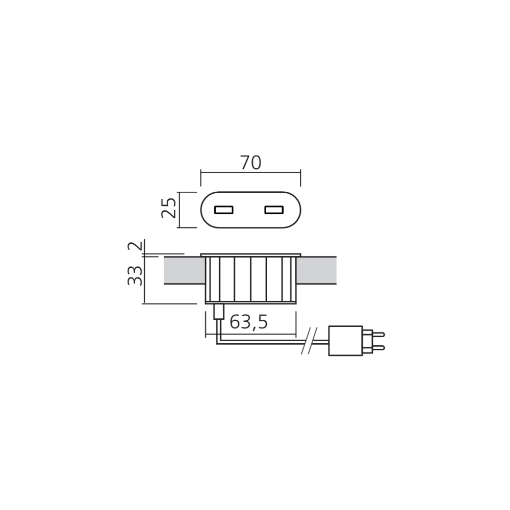 Mini bloc prises USB A+C ovale