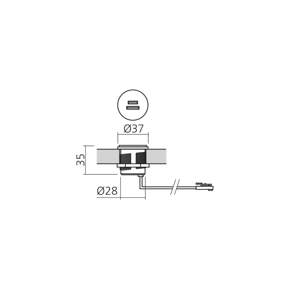 Mini bloc prises USB A+C rond