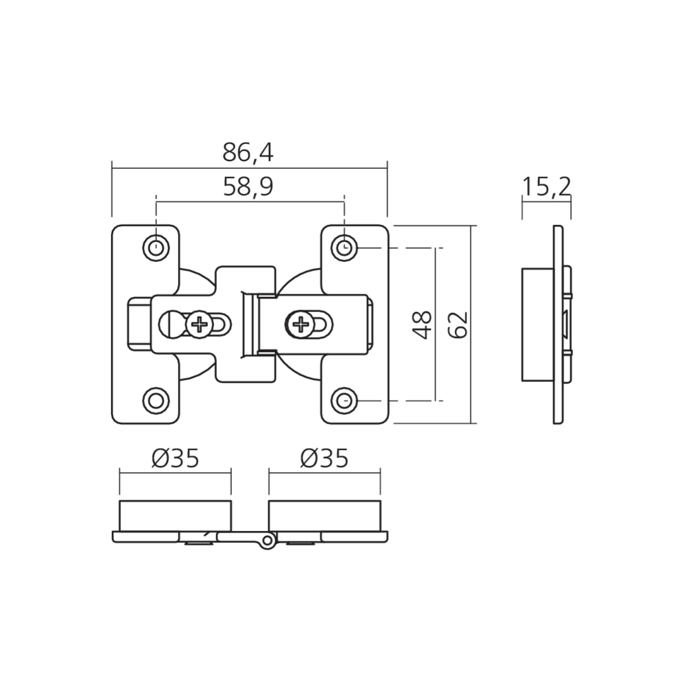Charnière centrale réglable PS23