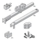 Garnituur voor 2 deuren te clipsen Clipo 16 glas