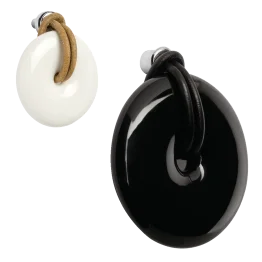 Knop porselein/leder