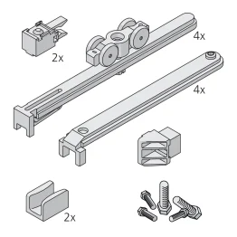Garnituur voor 2 deuren te clipsen Clipo 16 glas