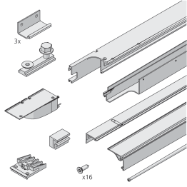 Rails voor 2 houten deuren Folding Concepta III 20/25 kg