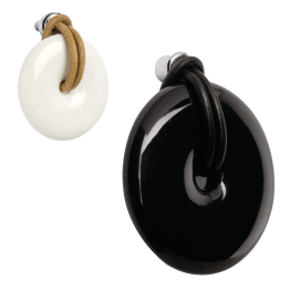 Knop porselein/leder