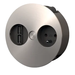 Blok met 1 inbouwstopcontact, 1 dubbele USB A lader Twist